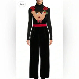 No Boundaries Velvet Reindeer Jumpsuit Black Size XXL (19 Juniors) Christmas
